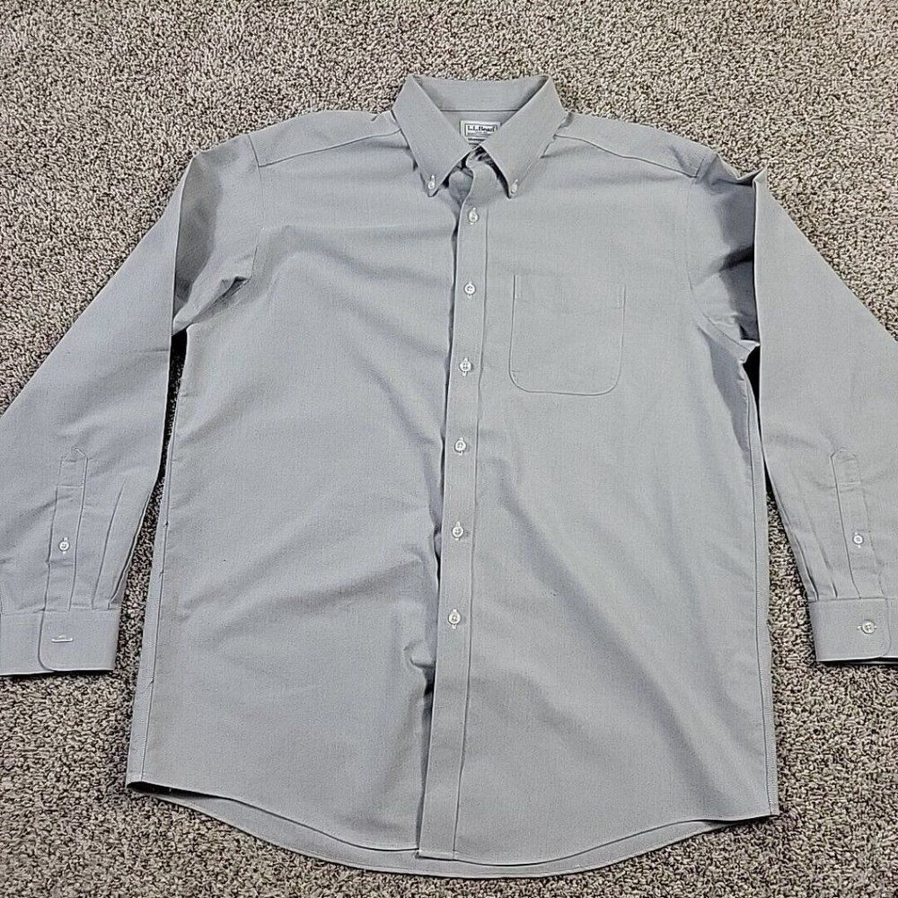 Men's Long Sleeve Button-Down Dress Shirt - Light Gray